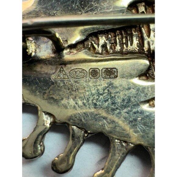 Estate Vintage Sterling Silver 925 Medieval Religious Brooch Pin 10.4g Unique - Picture 5 of 8